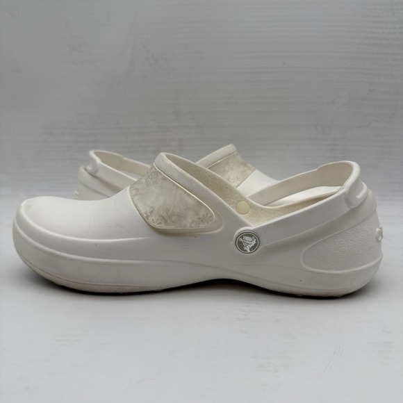 Crocs Women's US 9 Mercy Work, White/Silver Flowers Slip On Shoes - Picture 8 of 16